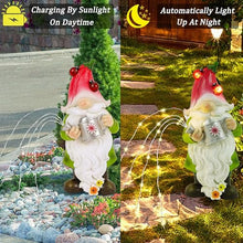 Load image into Gallery viewer, Joliyoou Solar Garden Statue Outdoor Decor, 10.2" H Resin Gnome with Watering Can & Solar Fairy Lights, Waterproof Standing Gnome Figurine for Lawn Yard Pathway Patio Front Door Decoration
