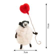 Load image into Gallery viewer, Sew Heart Felt | Hand-Felted Sheply Sheep with Heart Balloon | Organic Wool Home Decor | Fair Trade Plush Animal Ornament | Gift for Any Occasion | Perfect for New Spaces & Home Accessories