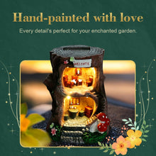 Load image into Gallery viewer, BEXLEYBAY Solar Light Gnome Fairy House Outdoor Statues, Big Size Elf Miniature Buildings Sculptures for Garden Patio Lawn Path Decorations, 8" Tall