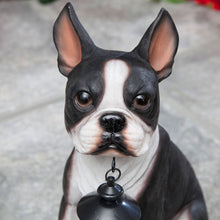 Load image into Gallery viewer, Bits and Pieces - Boston Terrier Solar Lantern Statue - Yard Decorations - Solar Powered Garden Lantern - Resin Dog Sculpture - Outdoor LED Lighting