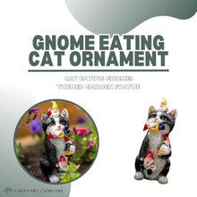 Load image into Gallery viewer, Garden Mile Resin Gnome Eating Cat Colourful Garden Ornaments Outdoor Indoor Decoration For Home Patio Decking Pondside Flowerbed Standing Novelty Weatherproof Kitten Cat Statue Garden Statues Outdoor