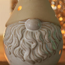 Load image into Gallery viewer, Beige Ceramic Gonk Tealight Candle Holder Stars Cut Out (11cm) Christmas Festive