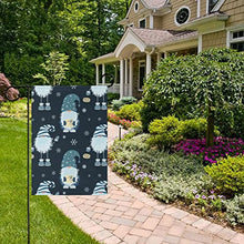 Load image into Gallery viewer, Christmas Gnome Snowflakes Blue Double Sided Large Garden Flag for Outside Yard Decor 28 x 40 Inch