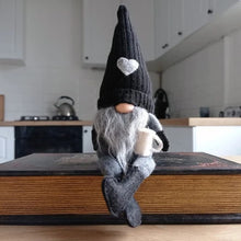 Load image into Gallery viewer, JstDoit 2 Pcs Gonk Gnomes Plush Bar Decor, Handmade Swedish Tomte Gnomes Gifts Farmhouse Scandinavian Figurine for Home Kitchen Coffee Station Table Shelf Decor (Black)