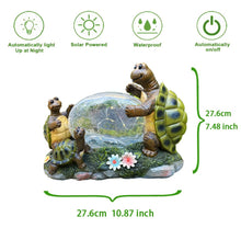 Load image into Gallery viewer, RAYWER Solar Powered Turtle Mama and Baby Outdoor Garden Light Decor, Garden Ornament (Turtles Family on a Lawn)