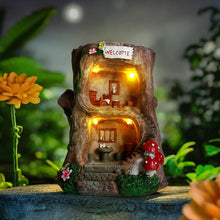 Load image into Gallery viewer, BEXLEYBAY Solar Light Gnome Fairy House Outdoor Statues, Big Size Elf Miniature Buildings Sculptures for Garden Patio Lawn Path Decorations, 8" Tall