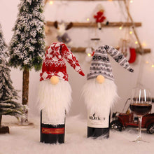 Load image into Gallery viewer, Fair Isle 3 Pieces Christmas Elf Gonk Gnome Wine Gin Bottle Bag Top/Topper Cover! for Christmas Eve/Day Table Xmas! Festive Dinner Party Gift Bag Decorations Secret Santa