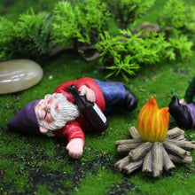 Load image into Gallery viewer, REOVE 4pcs Gnomes Statue Miniature Garden Decoration Ornament Fairy Garden Accessories Collectible Outdoor Micro Landscape Decoration Set Gnome-Drunk Gnome Kit for Gift House Yard Lawn Patio