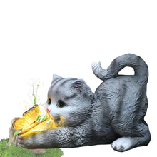Load image into Gallery viewer, Tuzsocr Solar Powered Cat Statue,Butterfly Solar Lights for Outdoor,Decorative Animal Figurine for Garden,Waterproof Resin Sculpture,LED Lighting,for Lawn,Terrace (Style 1)