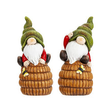 Load image into Gallery viewer, PMS Set of 2 17cm Gonk Gnome Sitting on Beehive Ceramic Garden Ornament Decoration