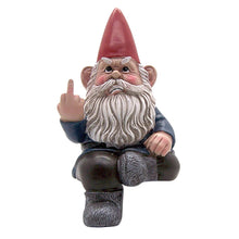 Load image into Gallery viewer, Angry Garden Gnome with Middle Finger, Shelf Sitting Figurine, Naughty Décor, Funny Gift, 7.15 Inches
