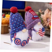Load image into Gallery viewer, OUNONA 2pcs Independence Day Gnome Doll Ornaments Cartoon Gnome Decor for July Tabletop Home and Garden Decorations