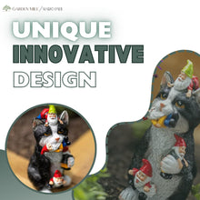 Load image into Gallery viewer, Garden Mile Resin Gnome Eating Cat Colourful Garden Ornaments Outdoor Indoor Decoration For Home Patio Decking Pondside Flowerbed Standing Novelty Weatherproof Kitten Cat Statue Garden Statues Outdoor