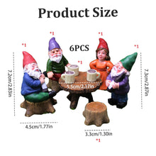 Load image into Gallery viewer, Dbvnnsy 6Pcs/Set Garden Gnome Figurines Set Resin Miniature Gnomes Statue with Table and Stool Cute Yard Ornaments Collectible Decoration for Garden Outdoor Lawn