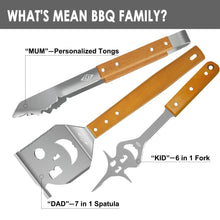 Load image into Gallery viewer, BBQ Tools Set with Grill Spatula, Tongs, Fork - Barbecue Utensils Kit - Surprise Gifts for Men