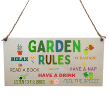 Load image into Gallery viewer, Second Ave Funny Garden Rules Wooden Hanging Gift Rectangle Garden Sign Plaque