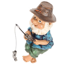 Load image into Gallery viewer, Fishing Gnome Sitter Statue, Fishing Gnome Garden Statue Outdoor Lawn Garden Gnome Statue Decoration Figure Gnome Fishing for Pond Lawn Yard Decorations