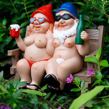 Load image into Gallery viewer, BRYNHILDSANS Funny Garden Gnomes Statue 5.5" Swing Couple Garden Decoration Dwarf Figurines Ornament Drunk Gnome Resin Sculpture Housewarming Halloween