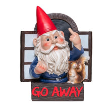 Load image into Gallery viewer, Angry Middle Finger Gnome Garden Statue - Wacky Fantasy Naughty Gnome Figurine Flipping Off Guests - Resin Home Wall Tree Hanging Decor