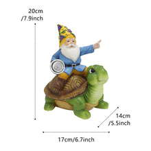 Load image into Gallery viewer, Qyljeiwred Solar Turtles for Outdoors | Solar Turtle Figurine Light with Gnome - Waterproof Tortoise Sculpture for Outdoor Courtyard Poolside Patio Garden Decoration