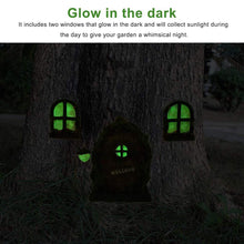 Load image into Gallery viewer, Set of 4 Fairy Door and Window for Tree, Mini Fairy Garden Glowing in the Dark with Lantern - Creative Garden Miniatures Tree Hugger Garden Sculptures Yard Art for Outdoor Trees Door