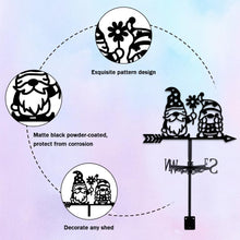 Load image into Gallery viewer, beinkmake Gnomes in Love Weathervane Metal Wind Vane Cute Flower Garden Decoration Direction Indicator Stake Mount Ornament for Farmhouse Yard Roof Outdoor