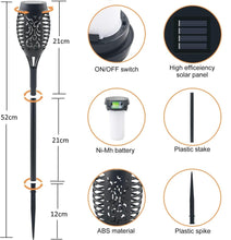 Load image into Gallery viewer, Solar Lights Outdoor Garden, 8 Pack Solar Flame Lights LED Warm Flickering Flames Waterproof Solar Torch Lights Garden Ornaments Landscape Lighting Auto On/Off for Pathway Yard Patio Decoration (Warm)