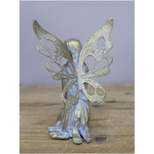 Load image into Gallery viewer, Fyne-Finds Antique Resin Fairy with Metal Wings Sculpture Statue Sitting Garden Yard Home Decor Ornament