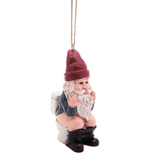 Load image into Gallery viewer, Naughty Gnome on a Toilet Christmas Ornament, Holiday Decoration, Funny White Elephant Gift, Unique Festive Gnome Decor, 3.25 Inches