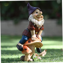 Load image into Gallery viewer, Happyyami Outdoor Garden Dwarf Statue Adorable Resin Figurine for Home Decor Desktop Lawn and Decoration Durable Eco-friendly Miniature Gnome Ornament