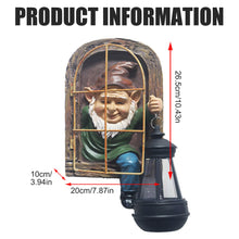 Load image into Gallery viewer, Hbbgdiy Solar-Powered Whimsical Fairy Garden Gnomes Set, Elf-Out-the-Door Tree Face Figurines with Solar Lights for Patio, Fence & Housewarming Gifts