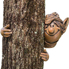 Load image into Gallery viewer, Garden Mile® Novelty Elf Tree Peeker Hugger Faces Resin Garden Ornaments Sculptures Fairy Garden Gnome Tree Lawn Yard Art Home Outdoor Decoration Weatherproof