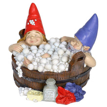Load image into Gallery viewer, Solar Good Times Bubble Bath Gnomes, Funny Garden Gnome Couple in Bathtub LED Solar Statue Figurine for Outdoor Lawn Patio Yard Landscape Christmas Decorations