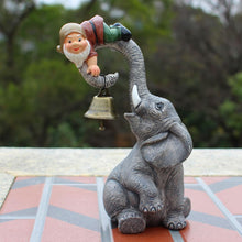 Load image into Gallery viewer, Meyas Garden Statues Garden Sculptures Garden Decoration Figures Desktop Ornament Figures Statues Elves Elephant Landscape Sculpture Decoration Gnome Elephant Bell Resin Statues Yard Balcony