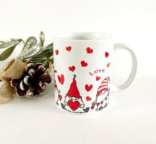 Load image into Gallery viewer, Gnome and Red Hearts Mug Love Heart Gonk Cup Gift for Her
