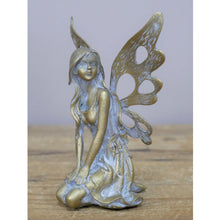 Load image into Gallery viewer, Fyne-Finds Antique Resin Fairy with Metal Wings Sculpture Statue Sitting Garden Yard Home Decor Ornament