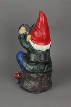 Load image into Gallery viewer, Forest Bird Watcher Garden Gnome Solar Eyes Solar LED Accent Light Sculpture
