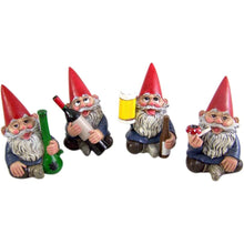 Load image into Gallery viewer, Wowser Miniature Lawn Gnomes Happy Time Group Drunk Garden Gnome Figurines, 3 1/2 Inches