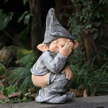 Load image into Gallery viewer, MOOCOCO Naughty Funny Outdoor Pooping Gnome Statue,Garden Figures Figurines, Dwarf Decoration Garden Sculptures and Statues, Miniature Mold for Courtyard Lawn Yard-Grey