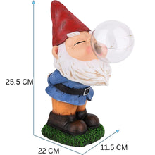 Load image into Gallery viewer, THE ENCHANTED GARDEN Garden Gnome Bubble Blowing Statue Standing Outdoor Resin Gnome Figurine Solar Powered LED Garden Lights for Patio Lawn Yard Décor