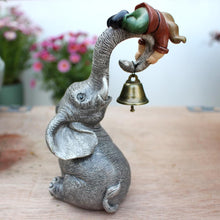 Load image into Gallery viewer, Meyas Garden Statues Garden Sculptures Garden Decoration Figures Desktop Ornament Figures Statues Elves Elephant Landscape Sculpture Decoration Gnome Elephant Bell Resin Statues Yard Balcony