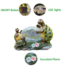 Load image into Gallery viewer, RAYWER Solar Powered Turtle Mama and Baby Outdoor Garden Light Decor, Garden Ornament (Turtles Family on a Lawn)