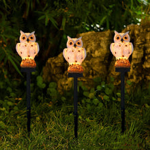 Load image into Gallery viewer, Owl Solar Garden Stake Lights, 2 Pack Owl Outdoor Path Solar Powered Owl Stake Lights for Walkway Yard Lawn Landscape Lighting (White&Brown)