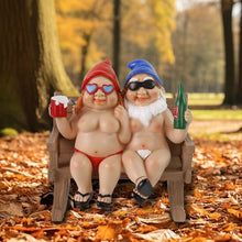 Load image into Gallery viewer, BRYNHILDSANS Funny Garden Gnomes Statue 5.5" Swing Couple Garden Decoration Dwarf Figurines Ornament Drunk Gnome Resin Sculpture Housewarming Halloween