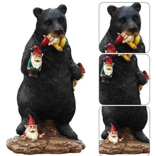 Load image into Gallery viewer, PiniceCore Black Bear Eating Gnomes Funny Statue Resin Ornaments Decoration Indoor Outdoor Garden Lawn Patio