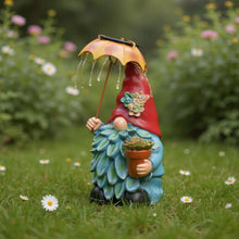 Load image into Gallery viewer, Elenon Garden Gnome Decor Solar Lights, Solar Elf Holding Umbrella Figurines Outdoor Decorative, Yard Art Garden Sculptures & Statues for Patio Yard Pathway