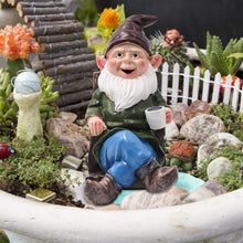 Load image into Gallery viewer, Tirifer Drinking Coffee Garden Gnome Statue, Wizard Gnome 3D Dwarves, Polyresin Outdoor Sculpture Gnome Statue Garden Figurine Art Garden Decoration for Lawn Yard Balcony Porch Patio…