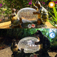 Load image into Gallery viewer, RAYWER Solar Powered Turtle Mama and Baby Outdoor Garden Light Decor, Garden Ornament (Turtles Family on a Lawn)