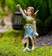 Load image into Gallery viewer, Pohabery Fairy Garden Statue Solar Garden Fairy with Lantern Light Outdoor Decoration Waterproof Solar Sculpture for Patio Yard Lawn Gift for Mom Grandma