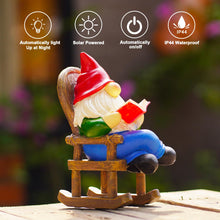 Load image into Gallery viewer, Solar-Powered LED Garden Light - Reading Gnome Statue with Book, Outdoor Decor for Patio, Yard & Lawn Ornaments, Solar Gnome Gifts for Adults
